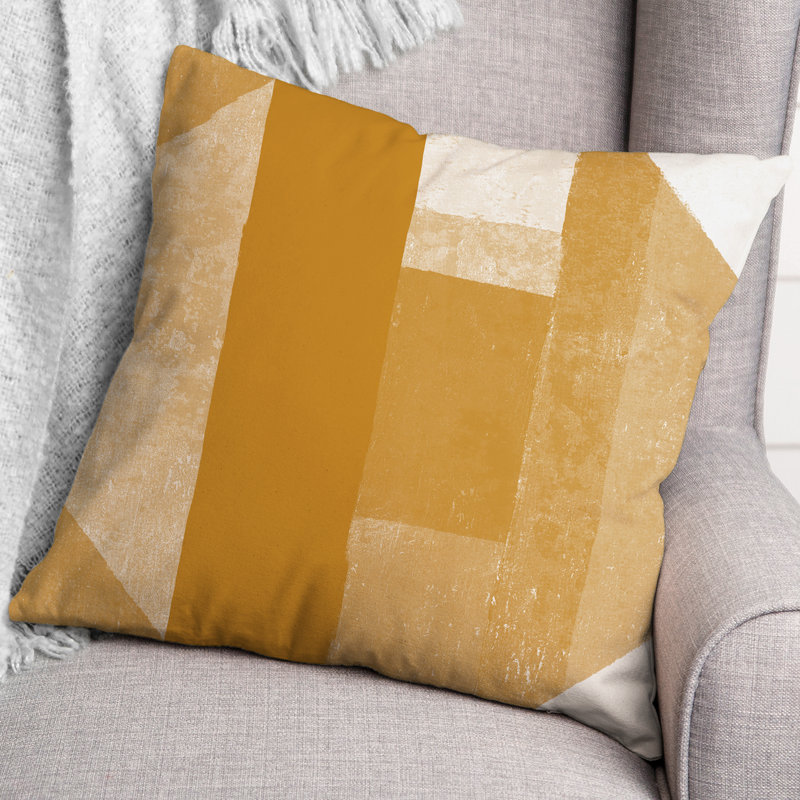 Geometric Outdoor Reversible Throw Pillow, Orange/Yellow