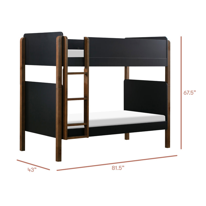 TipToe Twin Bunk Bed, Black/Natural Walnut