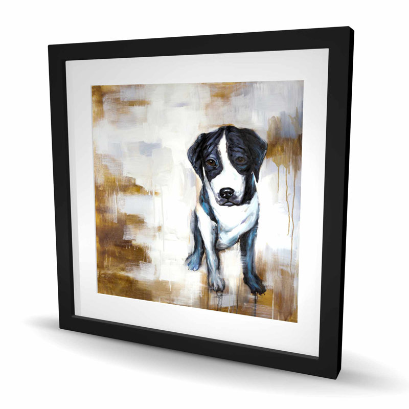 Chien assis - imprimé mat noir encadré pour la décoration intérieure