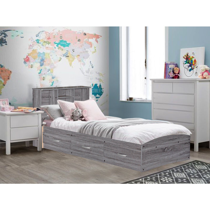 Signorelli Bookcase Storage Bed, Gray, Twin