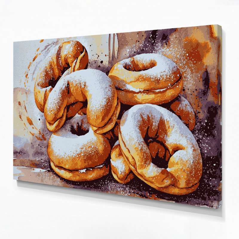 Art mural sur toile, "Desserts Beignets" gris, H 11 po x l 14 po