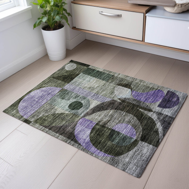 Premium Machine Washable Dilorenzo AMF1117 Geometric Rug, Rectangle 1'8" x 2'6"