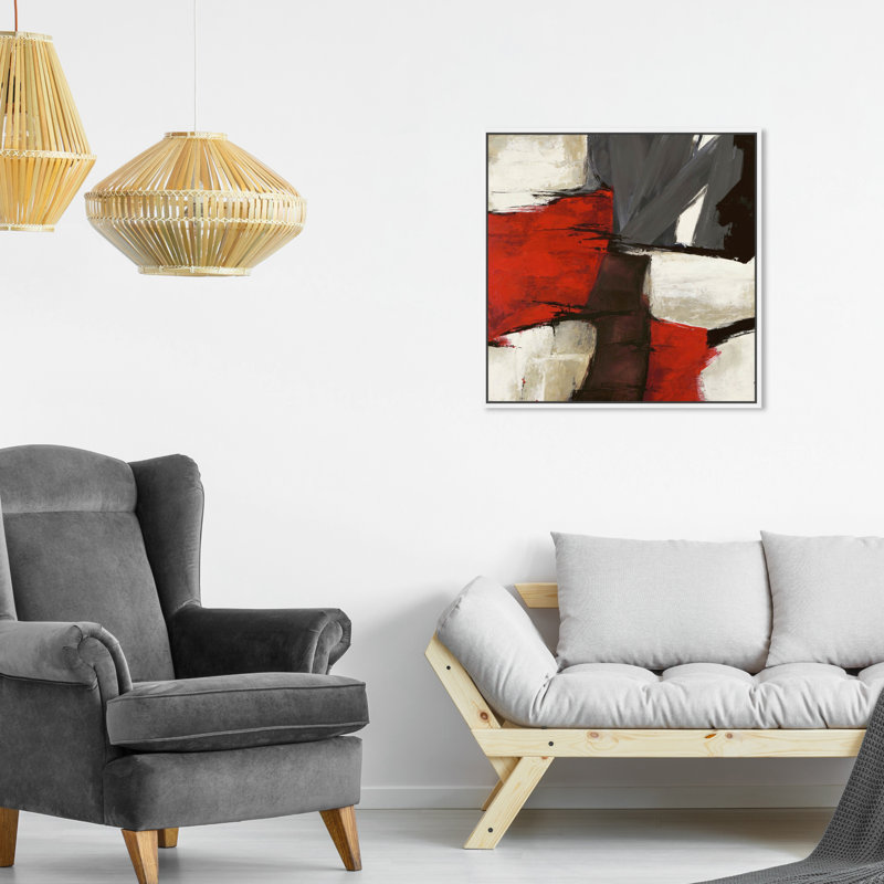 Abstrait Sai - Rubrum - impression sur toile tendue, Toile avec cadre, H 20 po x l 20 po, Blanc