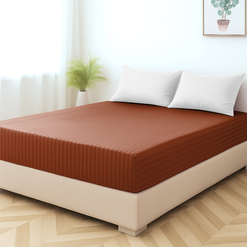 Shaneca Microfiber Machine Woven Fitted Sheet, Rust, Single (3')