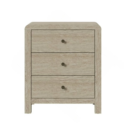 23.6” Width Wood 3 Drawer Chest of Drawers - Modern Rounded Corner Design