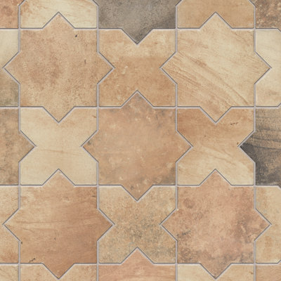 Tech Land Star & Cross Fire 6" x 12" Porcelain Singular Wall Floor Use Tile