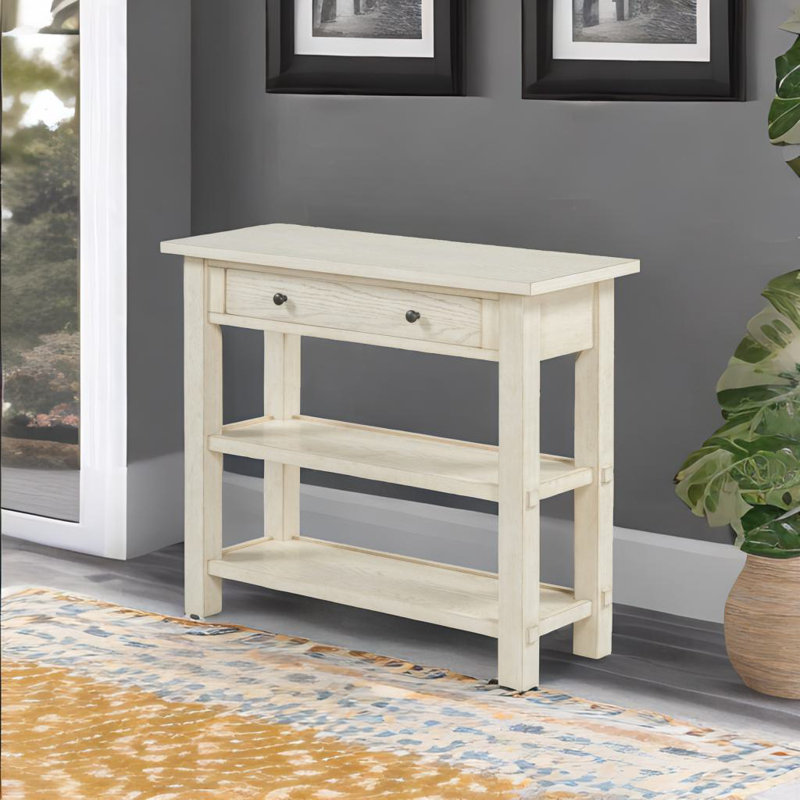Console Table With Drawer & Shelves, Gray Wash