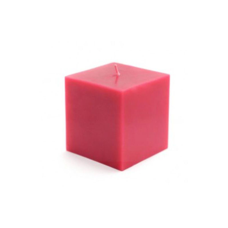 Square Pillar Candle, Set of 12, Red, 3" H x 3" W x 3" D