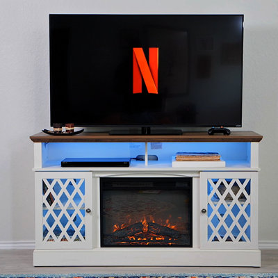 Maritsa 56.3" W Manufactured Wood TV Stand with Electric Fireplace 