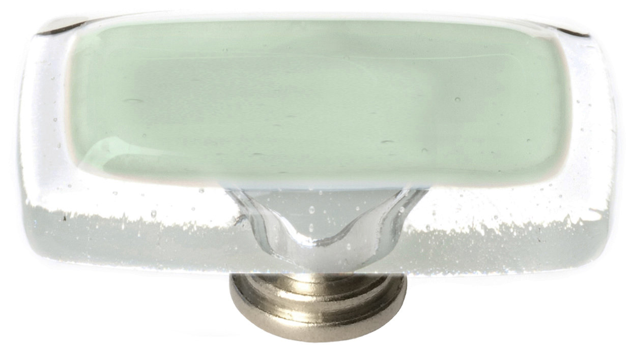 Reflective Rectangular Cabinet Knob, Satin Nickel, Spruce Green