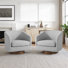 Applewold Upholstered Light Gray Cotton Blend Swivel Barrel Chair with Solid Wood Base