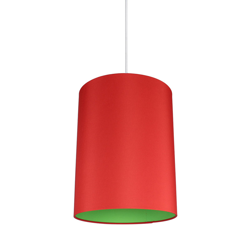 Luminaire suspendu tambour simple à 1 lumière Maryagnes, Rouge / doublure verte