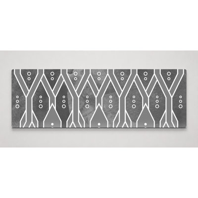 Gray Geometric Diamond Pattern — Panoramic Canvas Wall Art