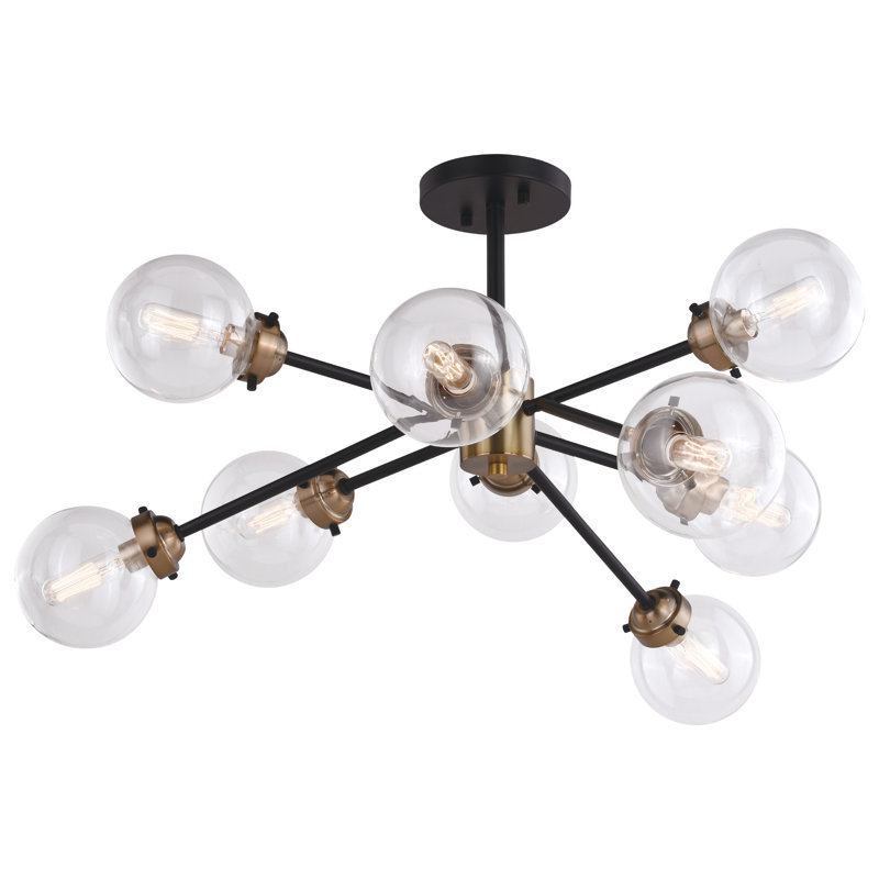 Plafonnier semi-encastré Blevins, Laiton pâle, H 15,5 po x l 32 po x P 32 po