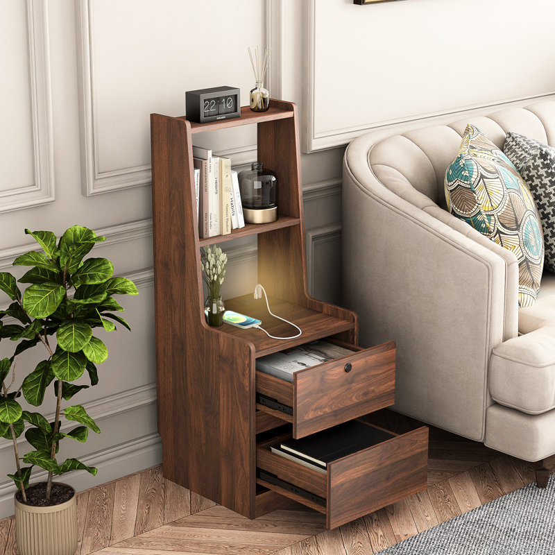 Table de chevet avec armoire de rangement et table de chevet moderne, Bois
