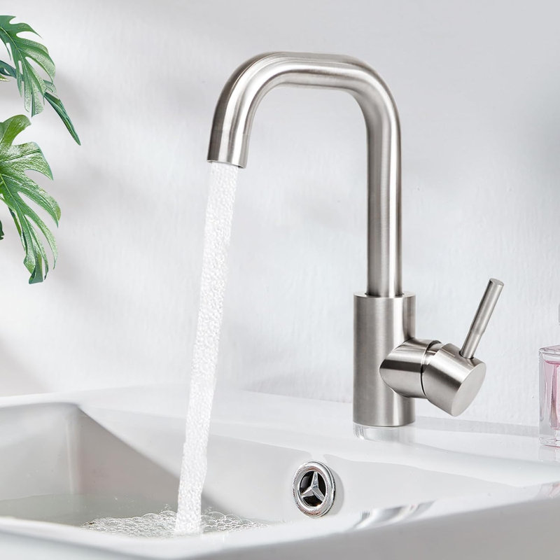 Faucet Bathroom Washbasin Faucet Sink - Faucet Stainless Steel Brushed Mixer Tap Hot and Cold Water Tap High Pressure Quiet Washbasin Faucet for Bathroom WC Sink Kitchen Sink