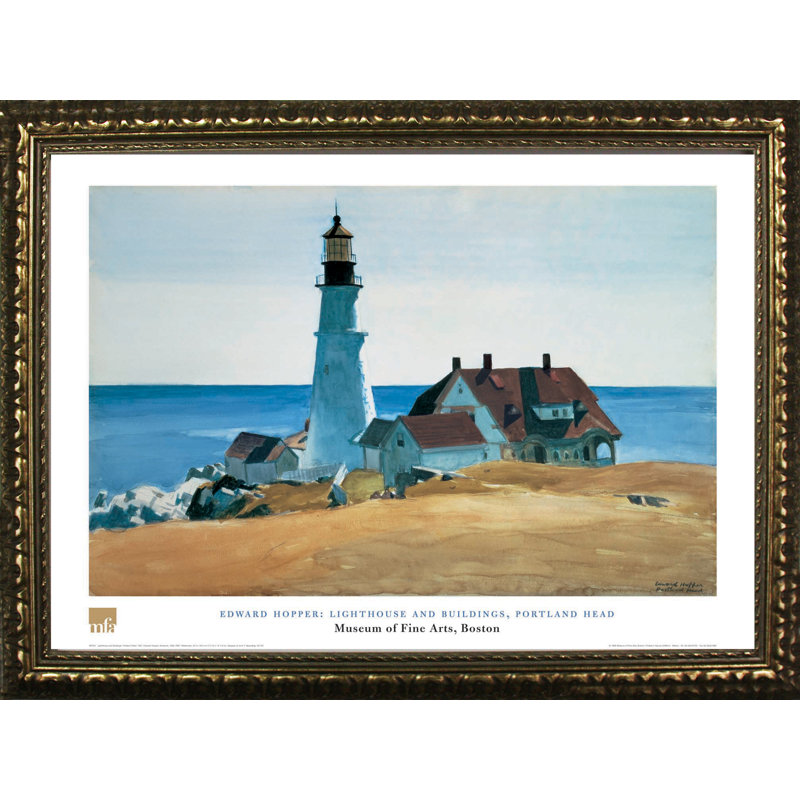"Phare et bâtiments, Portland Head" par Edward Hopper, reproduction d'art encadrée