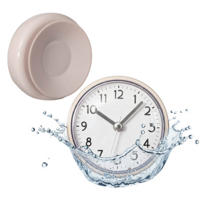  3-inch Waterproof Wall Mount Bathroom Shower Clock Fog-free Compact Design With Strong Suction Cup And Clear Easy-to-read Display Modern Style Accessory For Bathing & Daily Routines, White