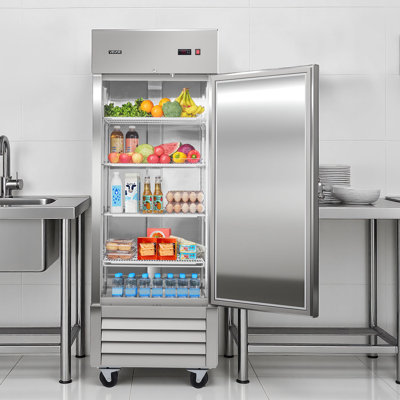 Commercial Reach-In Refrigerator 29" W, 22 Cu.Ft Stainless Steel Upright Refrigerator with Single Door, Auto-Defrost, 4 Adjustable Shelves, 32 to 50℉ Temperature Control, ETL Certified
