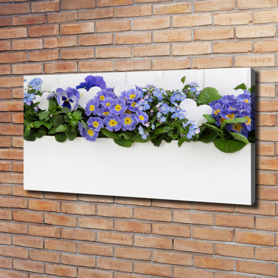 Blue Flowers 1 Piece Wrapped Canvas Wall Art