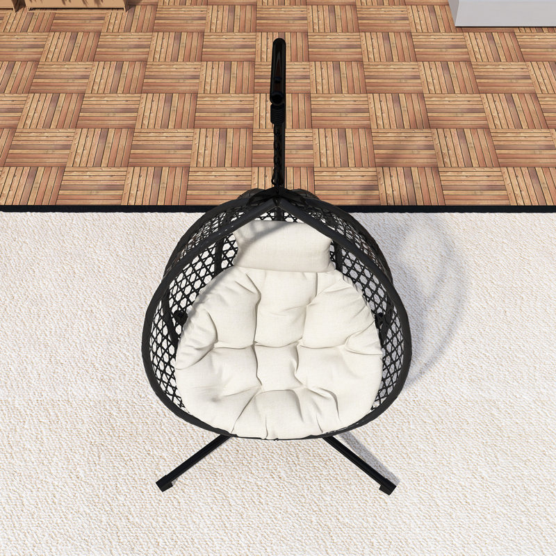 Fauteuil à œufs suspendu pour l'intérieur et l'extérieur, Noir, Beige