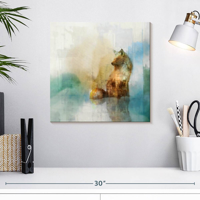 Crowle Fox On Teal I, H 16 po x l 16 po