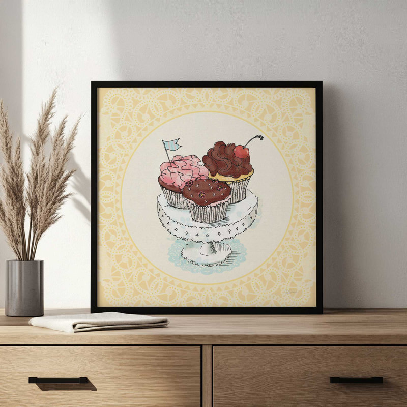 «Dessert Veuillez II v2» par Sue Schlabach, reproduction d'art, 12 W x 12 H, White, Framed Print