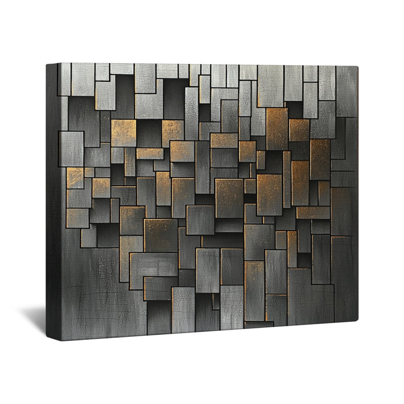 Toile de galerie géométrique à motifs rectangulaires, 24 po x 36 po
