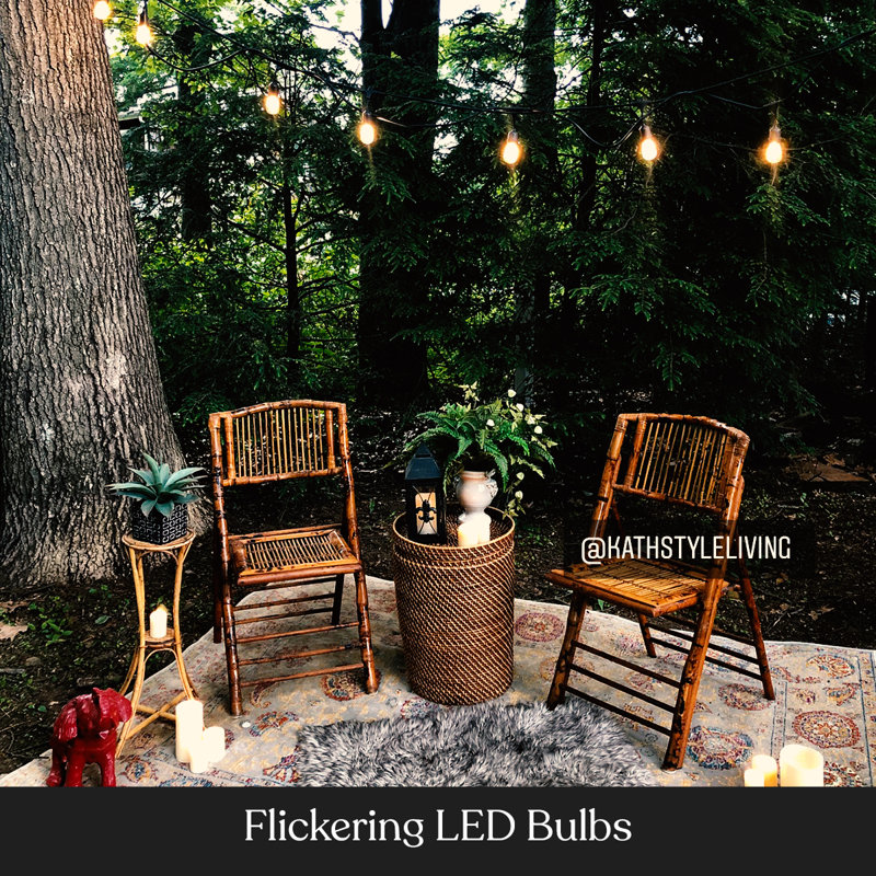 Warm White Solar Powered LED Outdoor String Lights with Flame Bulbs