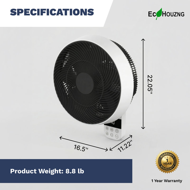 Ventilateur mural Ecohazng DC 14 po avec 10 vitesses et télécommande