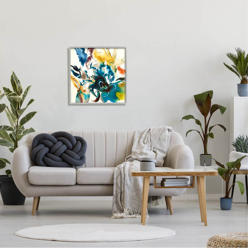 «Abstract Botanical Splash» par Liz Jardine, H 24 po x l 24 po x P 1,5 po, Estampe numérique Farmhouse