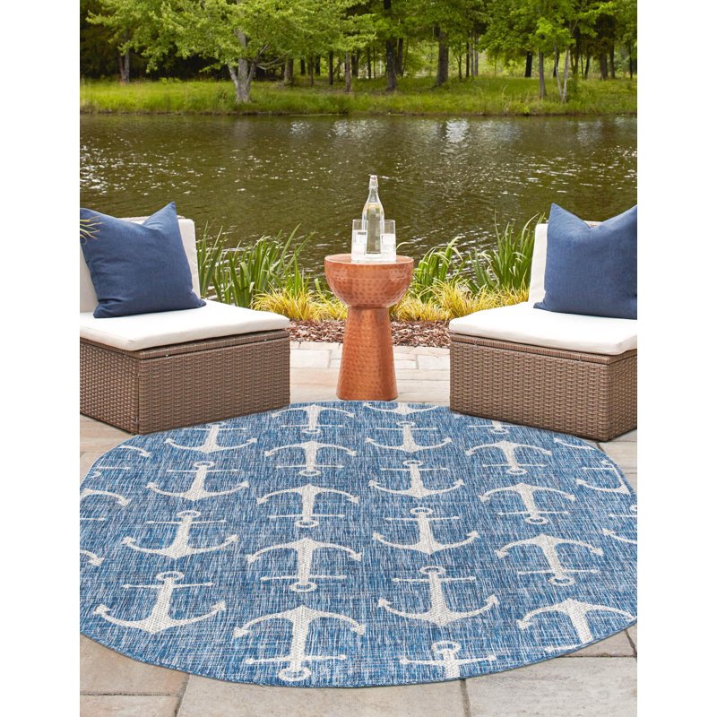 Tapis intérieur / extérieur bleu Glidden, Ovale 7 pi 10 po x 10 pi