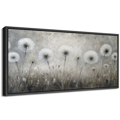 Neutral Dandelion Flower Minimalist Botanical Wall Decor for Living Room Bedroom Extra Large Pictures Framed Canvas Print Wall Art