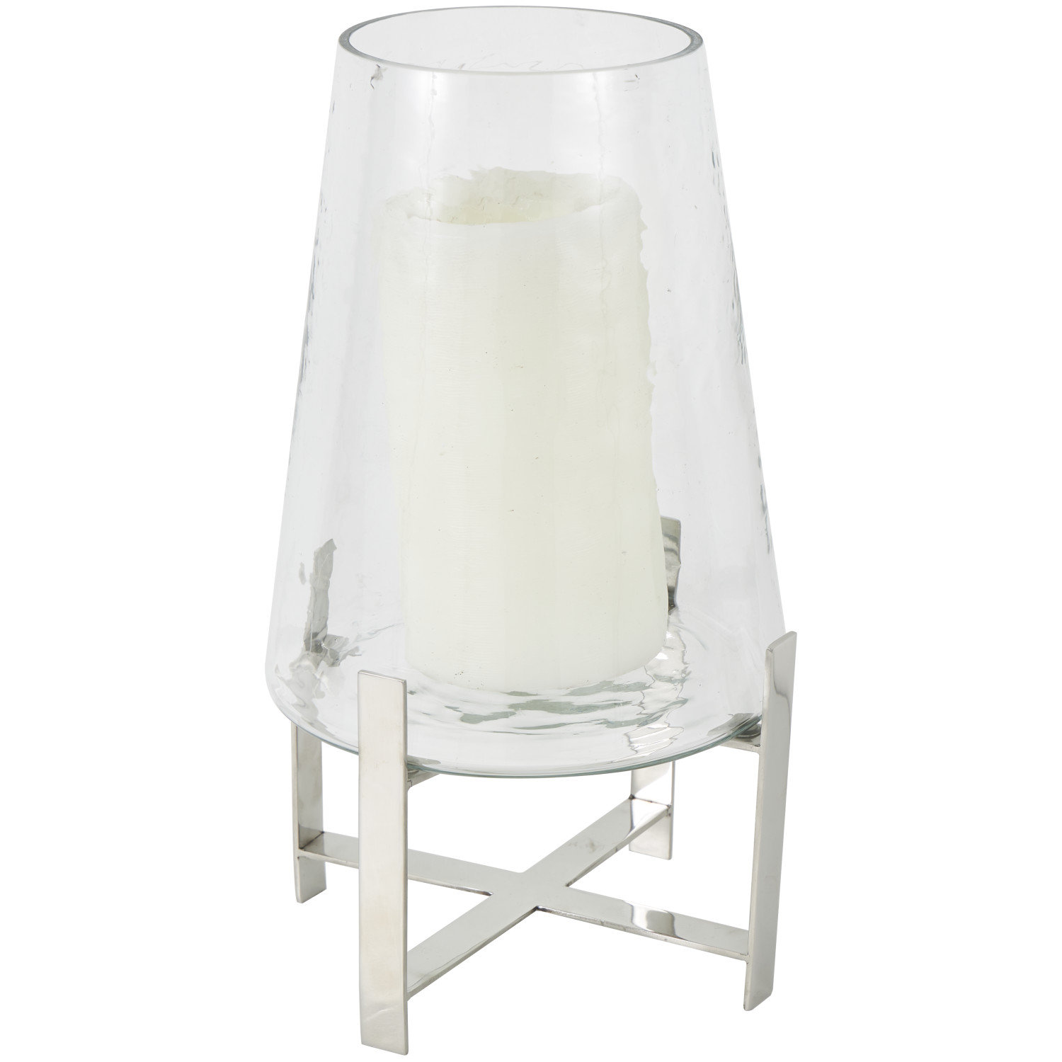 Shantel Aluminum Hurricane Candle Holder, 14.25" H x 7.8" W x 7.8" D