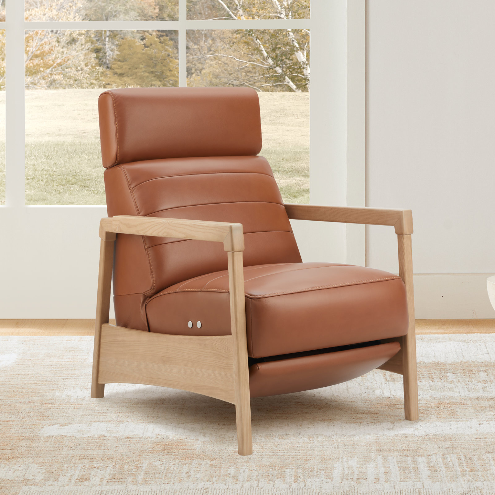 Amada 28" Genuine Leather Power Recliner, Baja Camel Top Grain Leather