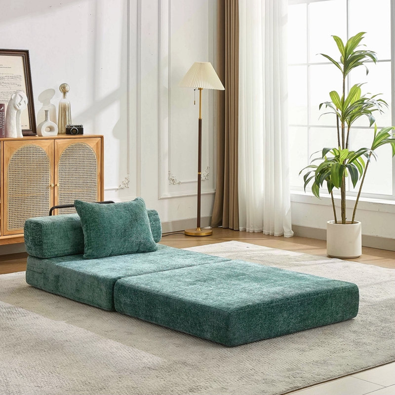 Canapé à compression, canapé-lit convertible au sol avec structure de forme fixe, canapé modulaire à assise simple sans os, sans assemblage requis, tissu chenille, pour la chambre à coucher du salon