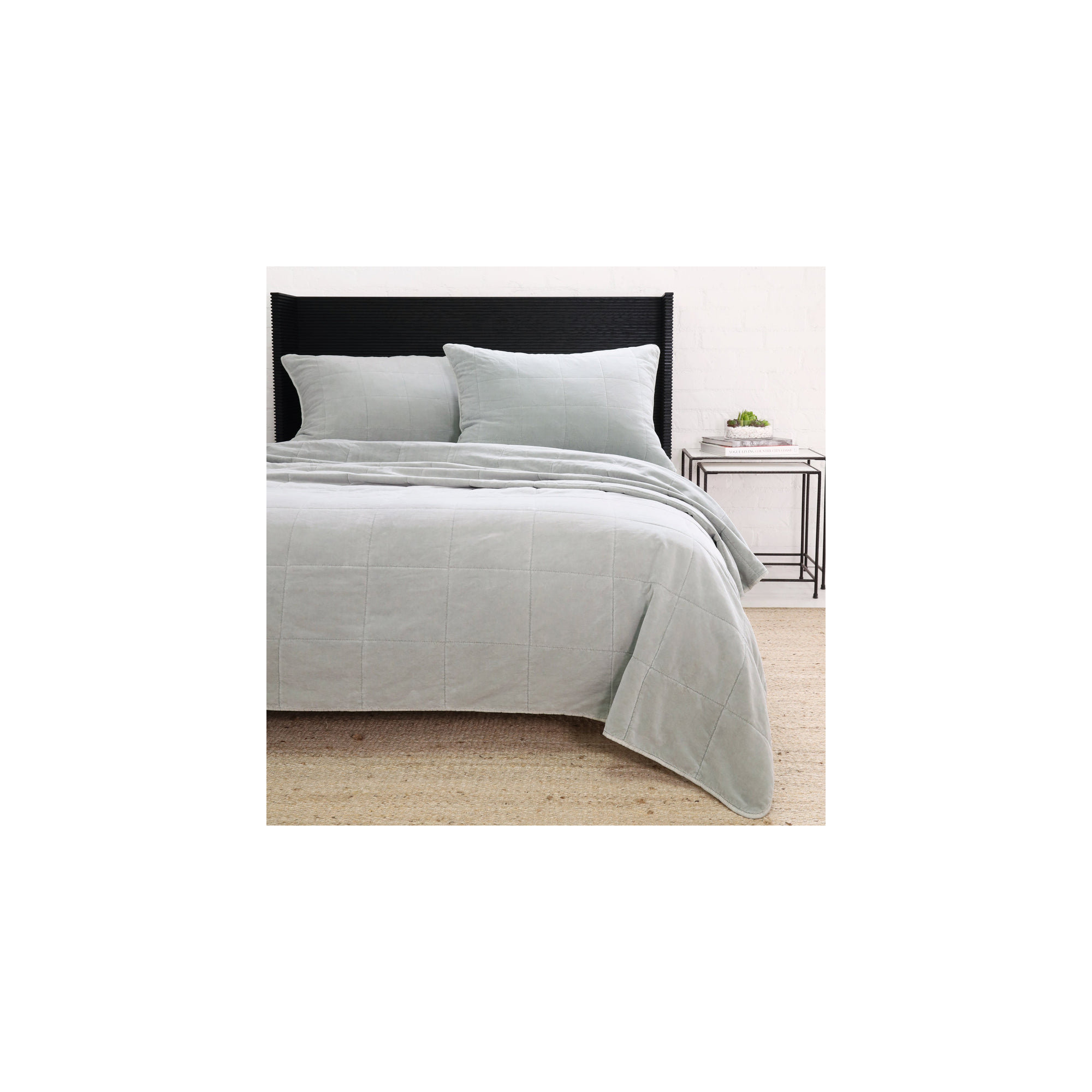 Amsterdam Velvet Coverlet, Twin Coverlet/Bedspread, Shore Blue