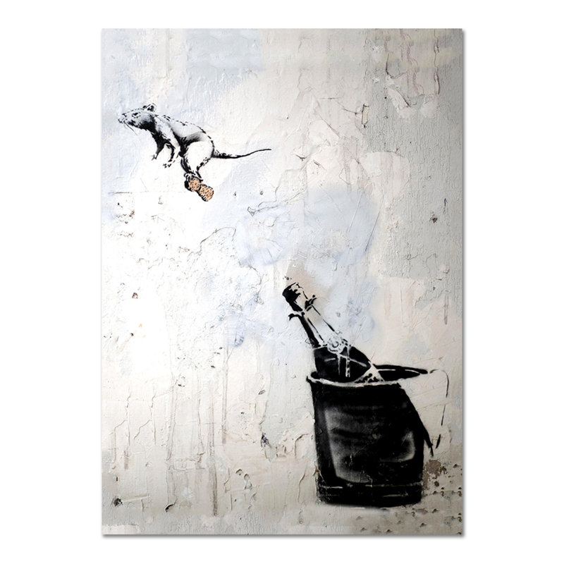 Mouse On The Bottle Cap by Banksy - No Frame Painting on Plastic / Acrylic, 95cm H x 65cm W