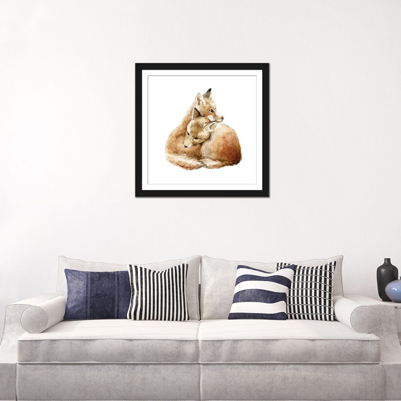 « se blottir foxes », art sur toile, Papier d'art encadré noir, H 16 po x l 16 po x P 1 po