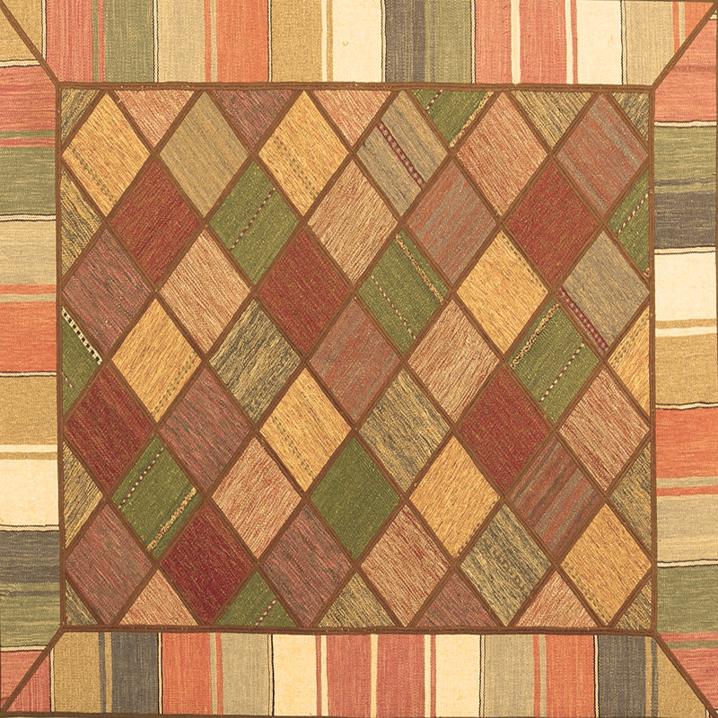 Washable Geometric Indoor Rug, Square 7'
