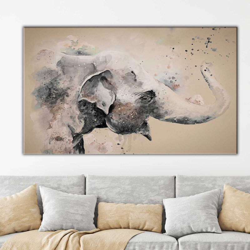 «Sandstone Elephant», reproduction de peinture à l'aquarelle, H 18 po x l 30 po x P 1 po, Toile tendue