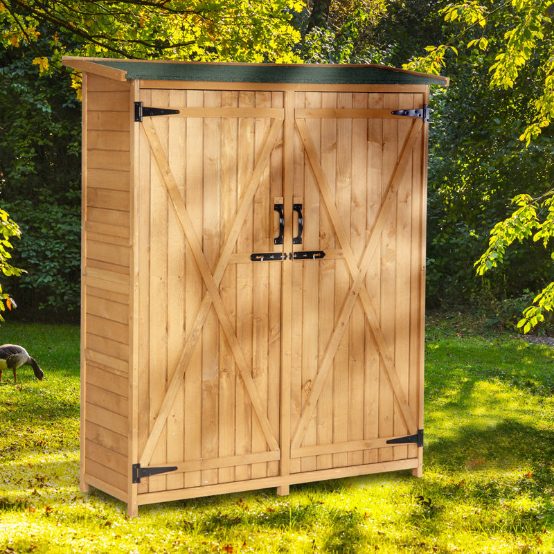 5.3 ft. x 4.5 ft. Solid Wood Lean-To Tool Garden Storage Shed, Brown