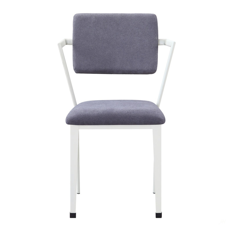 Chaise de bureau rembourrée grise et blanche, Blanc