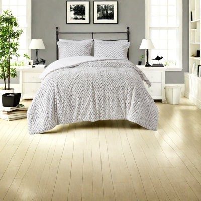 Ensemble de literie de très grand lit luxueux, motif de chevrons en fausse fourrure ultra moelleux, confort douillet