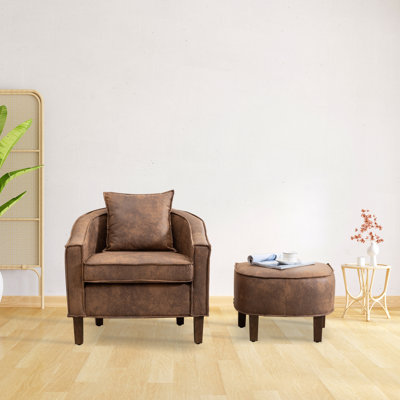 Esterina 29.13 inches Wide Polyester Club Chair and Ottoman -  Red Barrel Studio®, E1724416E7884579B123DC874034B21C