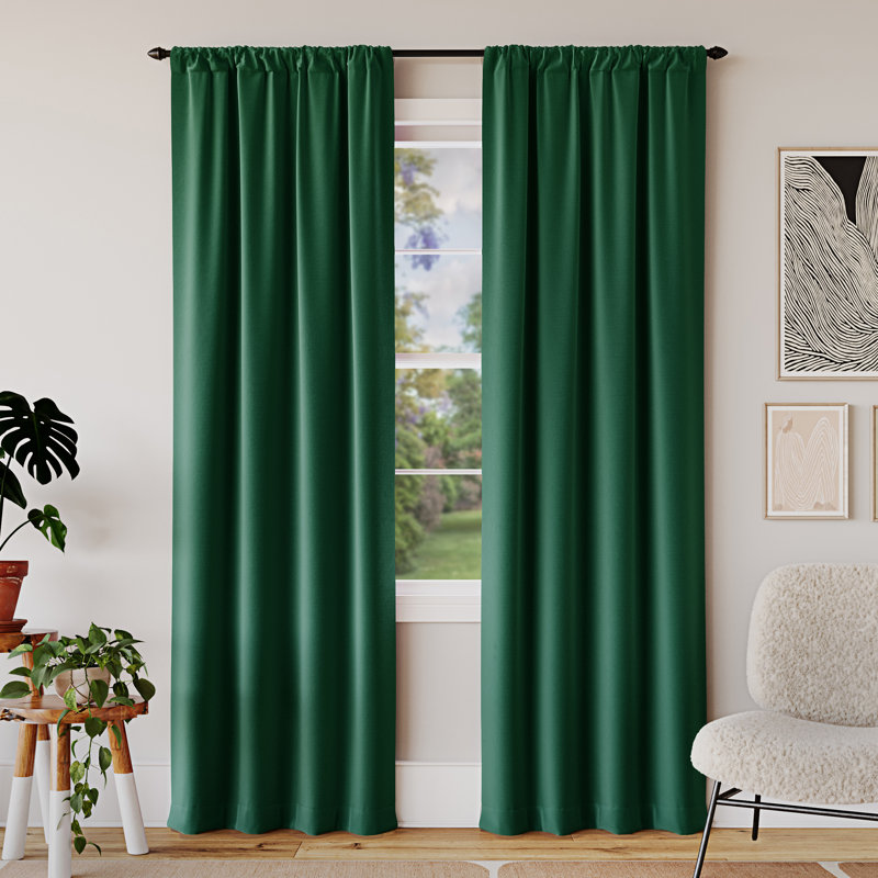 Rideau 100% occultant avec passe-tringle Rianna, Vert malachite, L 40 po x L 84 po