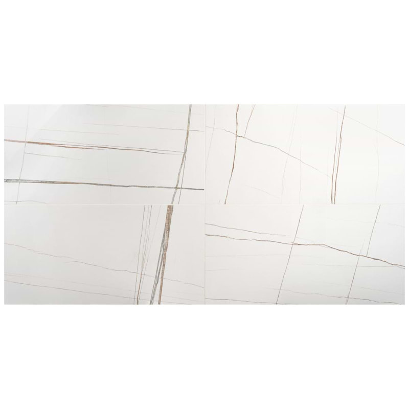 Minera 24X48 Marble Look Polished Porcelain Tile, Blanco White