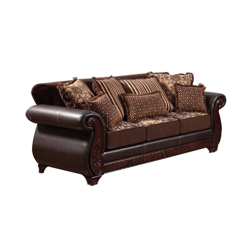 Canapé traditionnel 94,4 po, brun foncé, Marron foncé