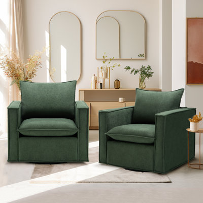 34.2" Upholstered 360-Degree Swivel Accent Chair with Removable Cushions