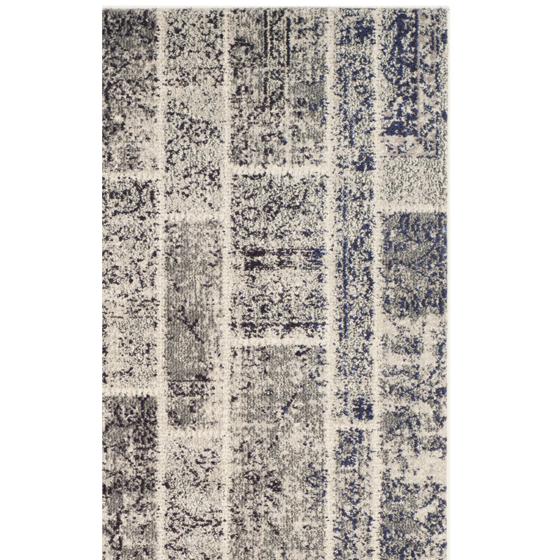 Tapis à motif géométrique gris Amrane, Rectangle 4 pi x 5 pi 7 po